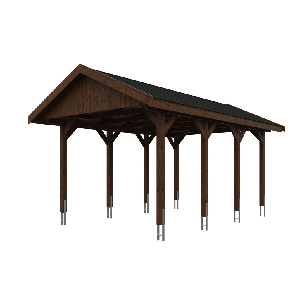Holzcarport mit schwarzem Dach