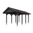 Grauer Carport mit rotem Dach