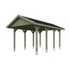 Grüner Carport mit schwarzem Dach