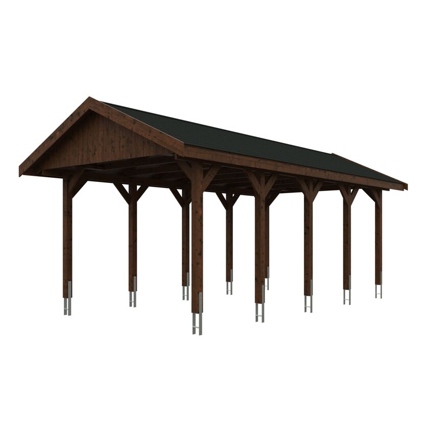 Holzcarport mit schwarzem Dach