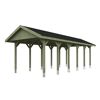 Grüner Carport mit schwarzem Dach