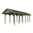 Grüner Carport mit braunem Dach