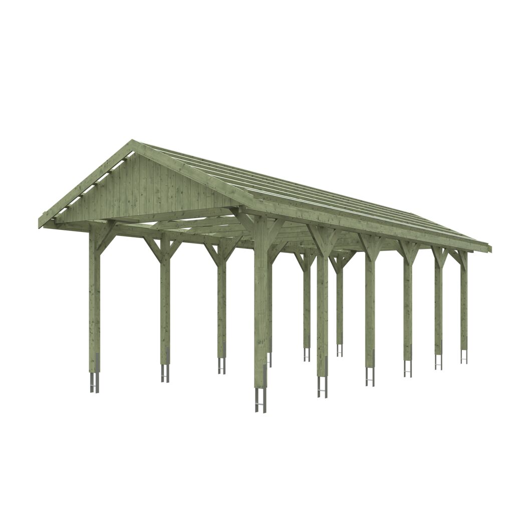 Einzelcarport 'Wallgau' mit Dachlattung 380 x 900 cm natur