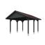 Grauer Carport mit rotem Dach