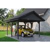 Schwarzer Carport mit einem gelben Auto