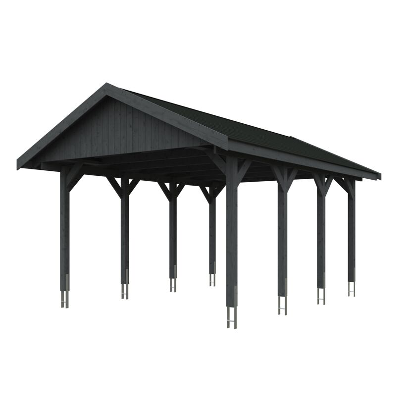 Schwarzer Carport Wallgau aus Holz