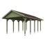 Grüner Carport mit rotem Dach
