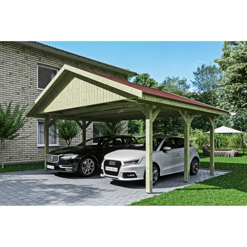 Doppelcarport mit Satteldach für zwei Autos