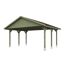Grüner Carport mit rotem Dach