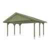 Grüner Carport aus Holz.
