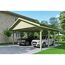 Doppelcarport aus Holz mit zwei Autos