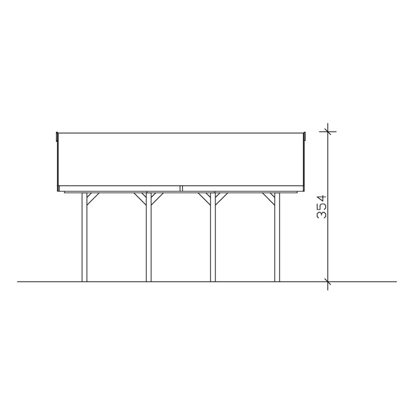 Technischer Bauplan Carport Wallgau Seitenansicht