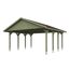 Grüner Carport mit rotem Dach