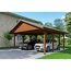 Doppelcarport aus Holz mit zwei Autos