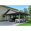 Doppelcarport mit grauen Dachziegeln und zwei Autos