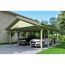 Doppelcarport aus Holz mit zwei Autos
