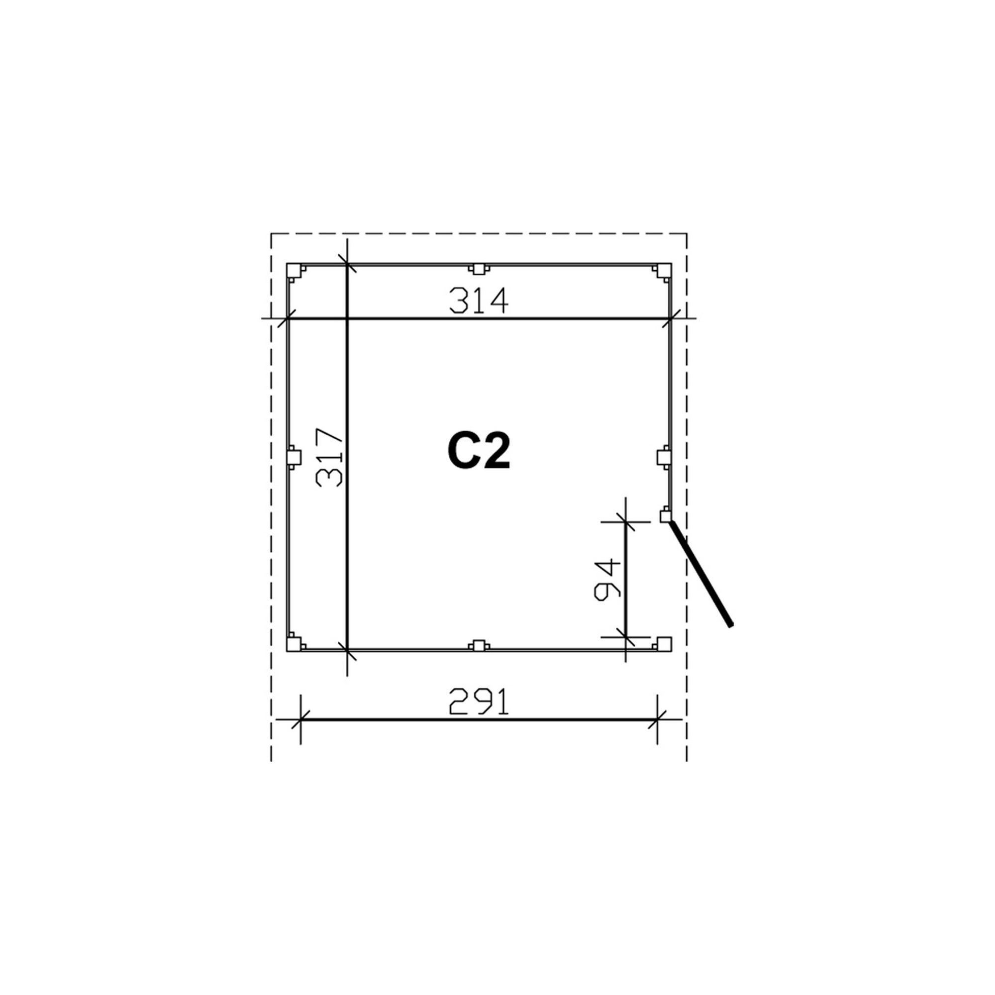 Carport-Abstellraum 'C2' aus Profilschalung 314 x 317 cm schiefergrau + product picture