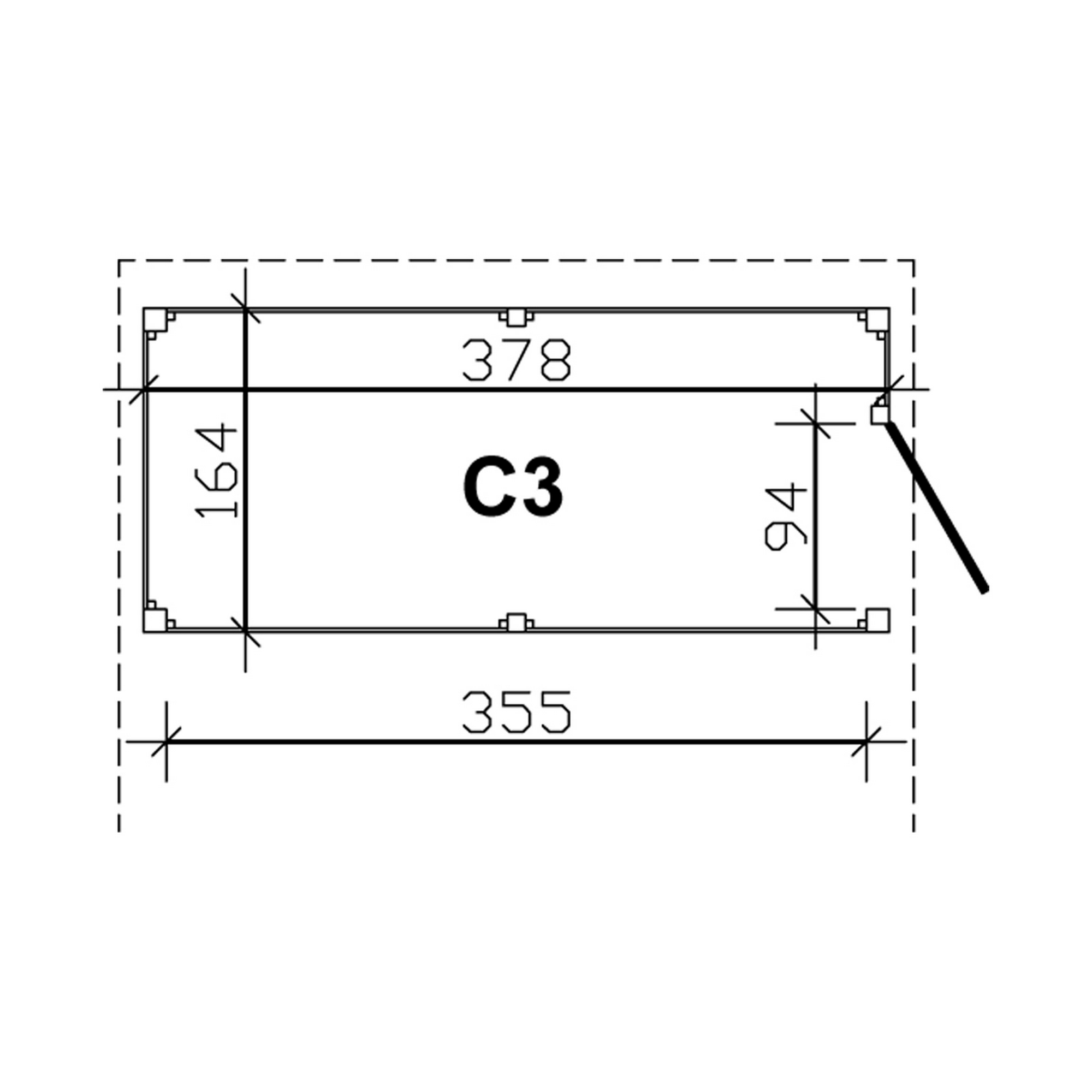 Carport-Abstellraum 'C3' aus Profilschalung 378 x 164 cm schiefergrau + product picture