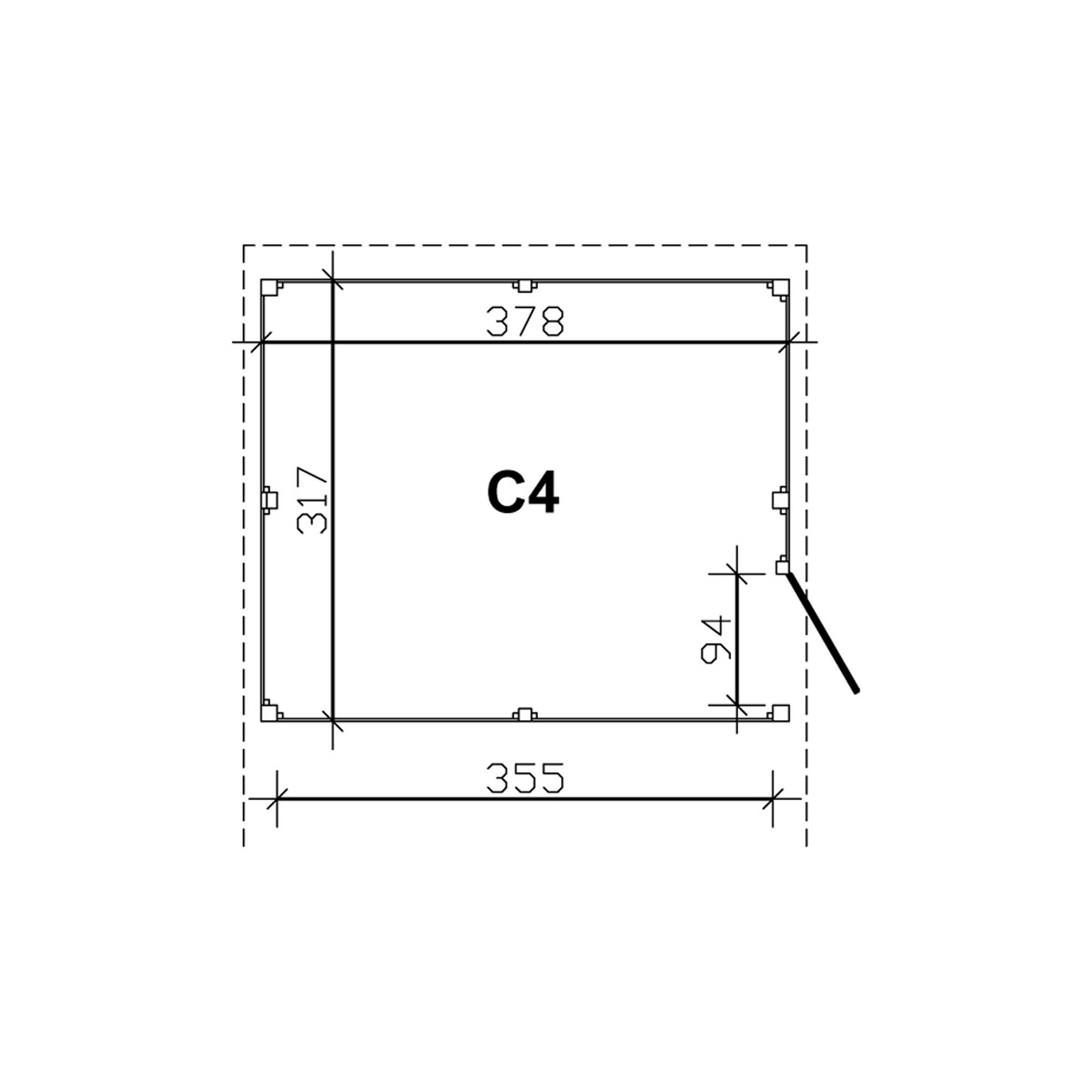 Carport-Abstellraum 'C4' aus Profilschalung 378 x 317 cm schiefergrau + product picture