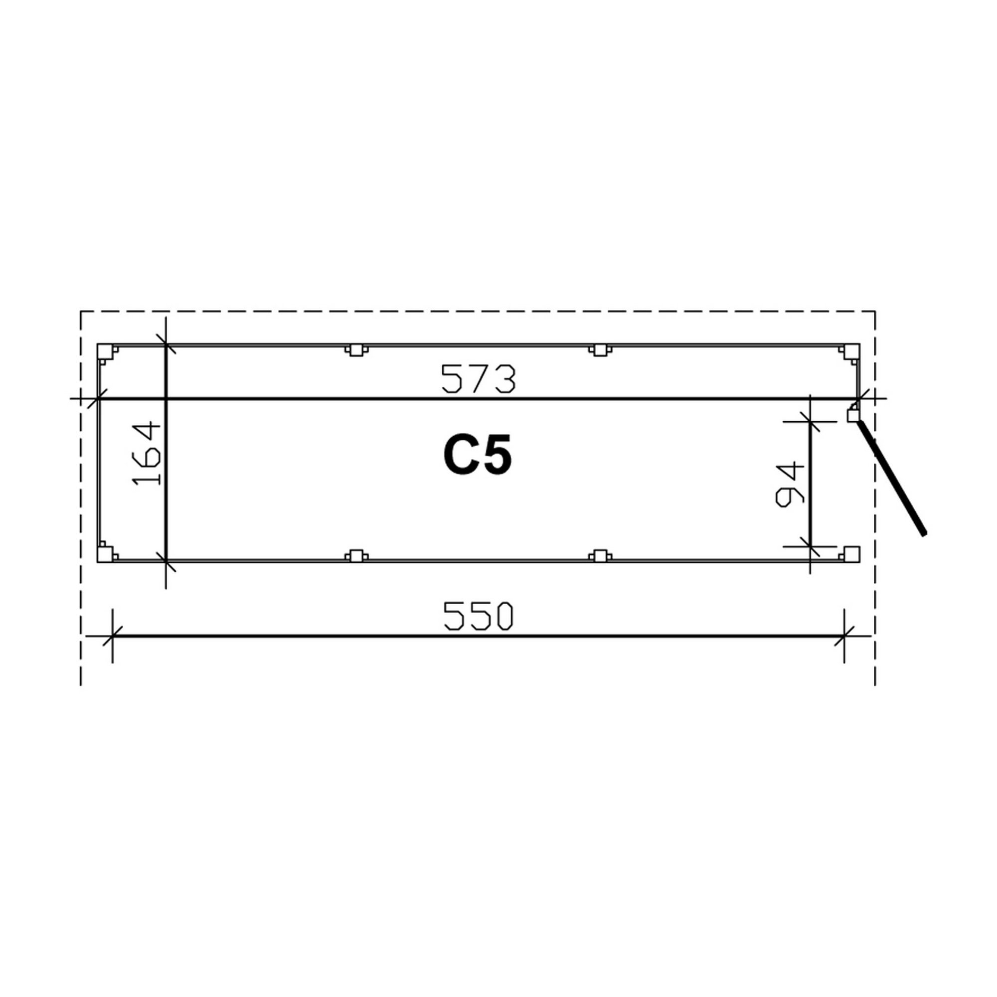 Carport-Abstellraum 'C5' aus Profilschalung 573 x 164 cm schiefergrau + product picture