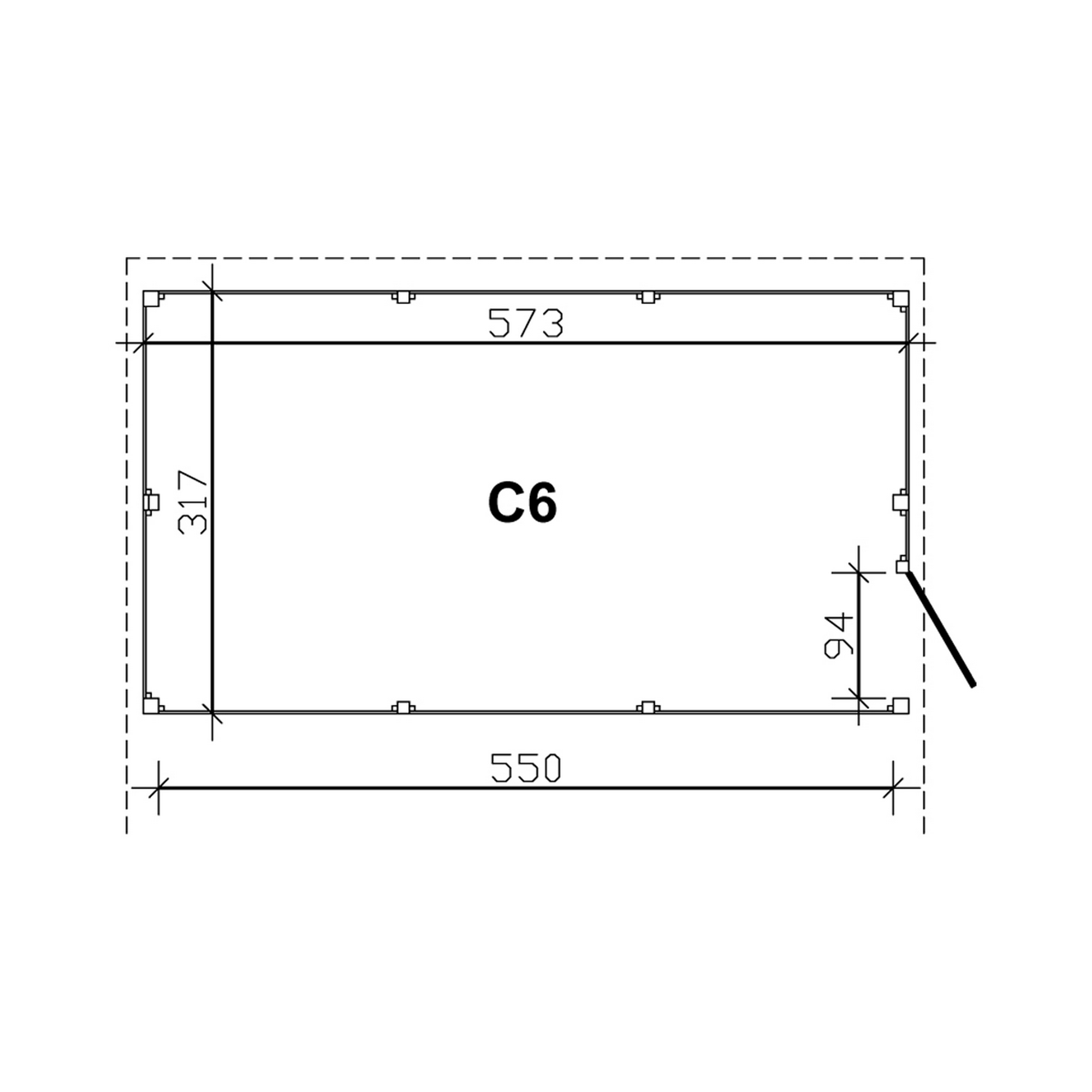 Carport-Abstellraum 'C6' aus Profilschalung 573 x 317 cm schiefergrau + product picture