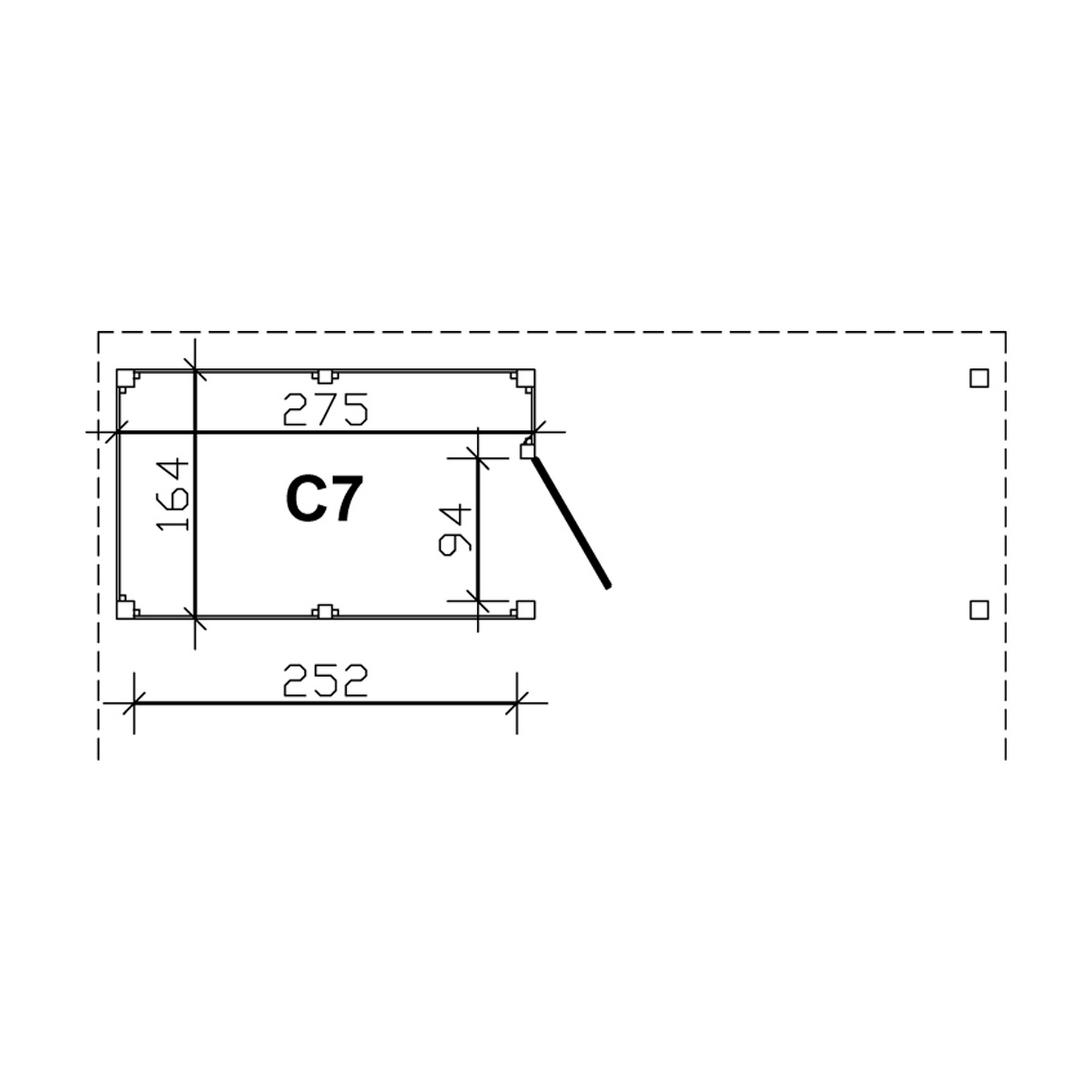 Carport-Abstellraum 'C7' aus Profilschalung 275 x 164 cm schiefergrau + product picture