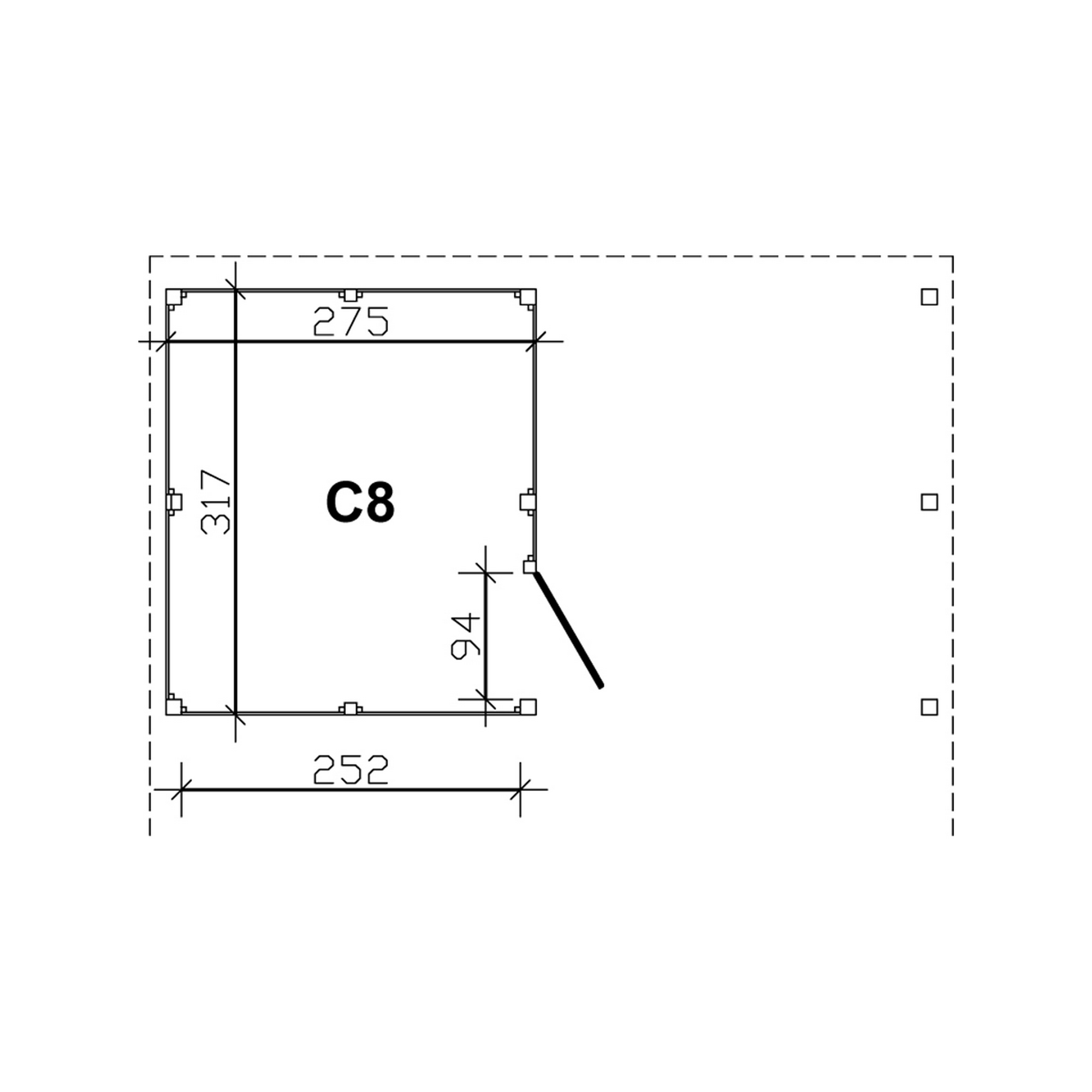 Carport-Abstellraum 'C8' aus Profilschalung 275 x 317 cm schiefergrau + product picture
