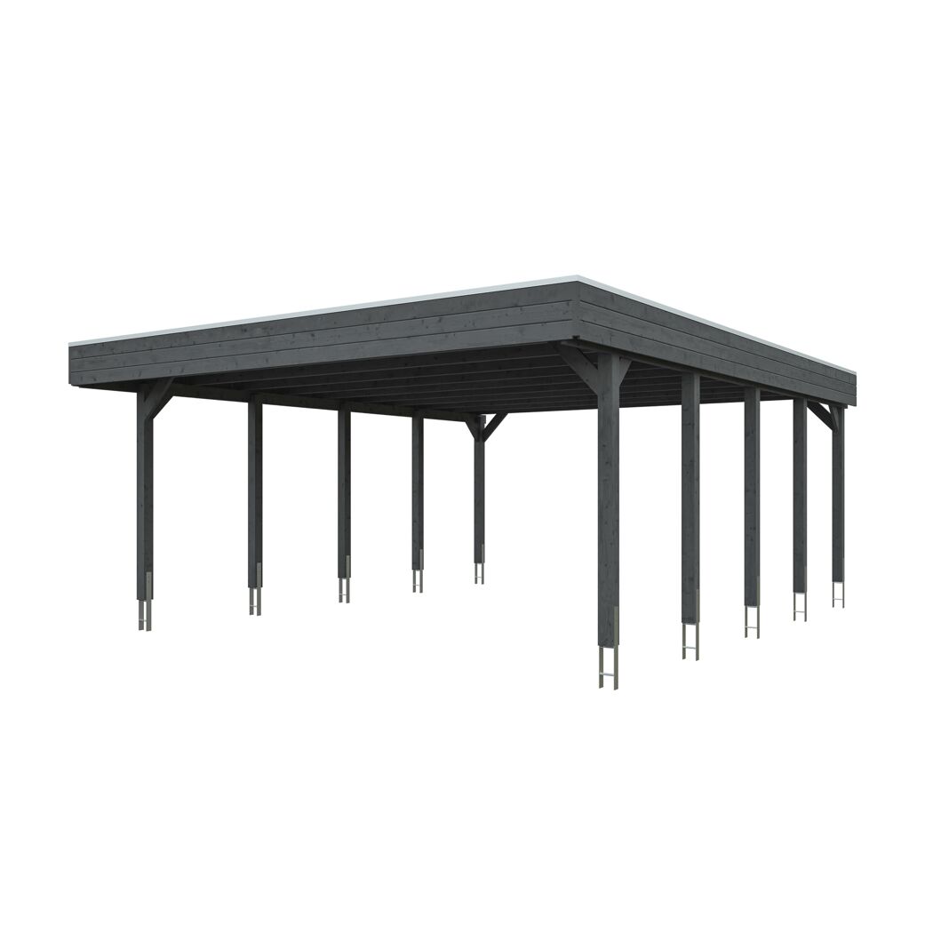 Grauer Carport Friesland mit Flachdach