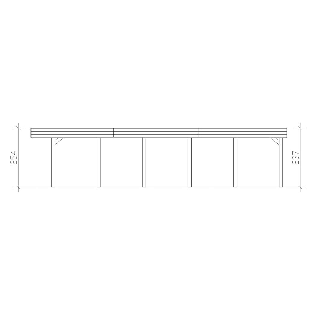 CP Friesland Carport, Seitenansicht mit Maßen