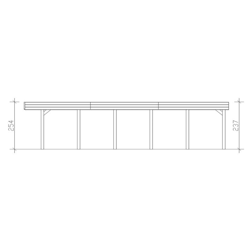 CP Friesland Carport, Seitenansicht mit Maßen