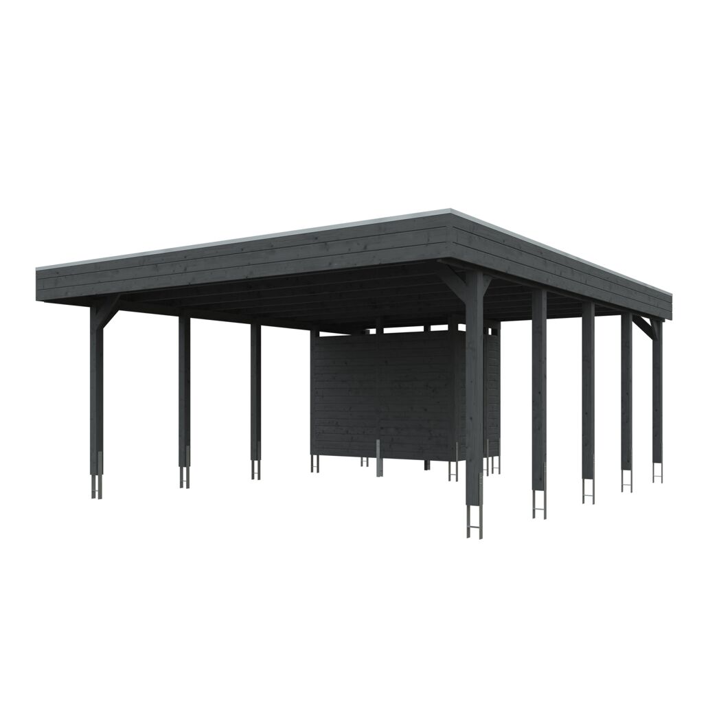 Grauer Carport Friesland mit Sichtschutz