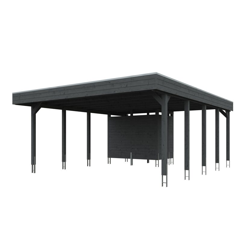 Grauer Carport Friesland mit Sichtschutz