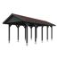 Grauer Carport mit rotem Dach