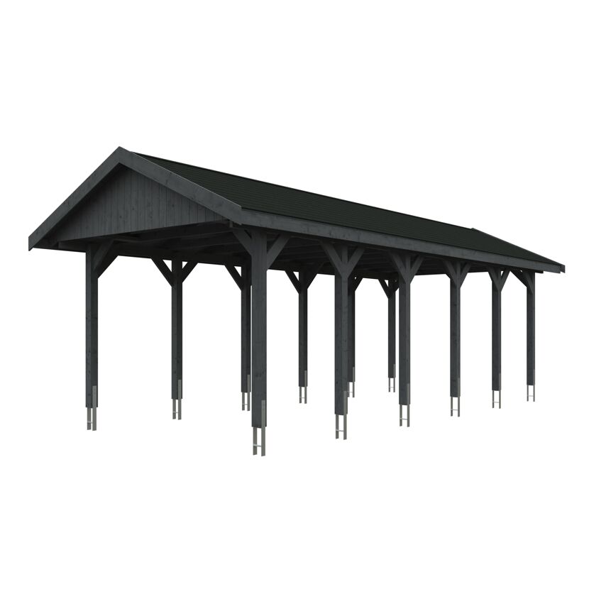 Schwarzer Carport CP Wallgau 380x900 cm