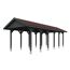 Grauer Carport mit rotem Dach