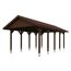 Holzcarport mit rotbraunem Dach