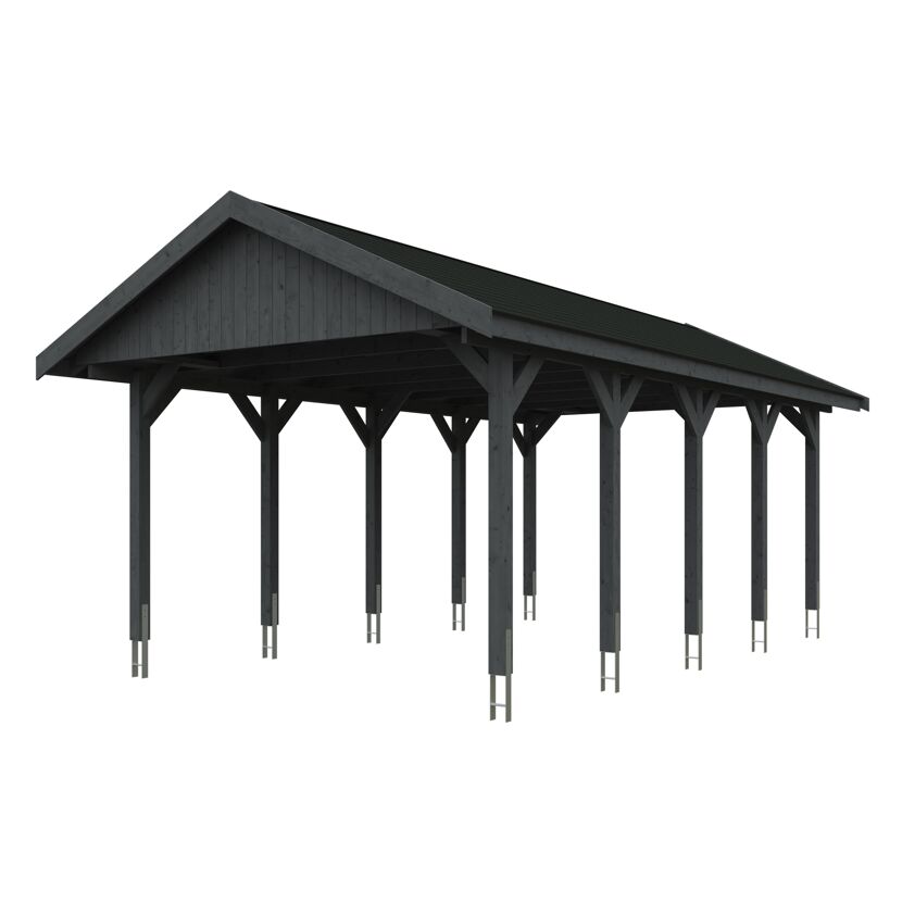 Schwarzer Carport Wallgau mit Pultdach