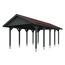 Grauer Carport mit rotem Dach