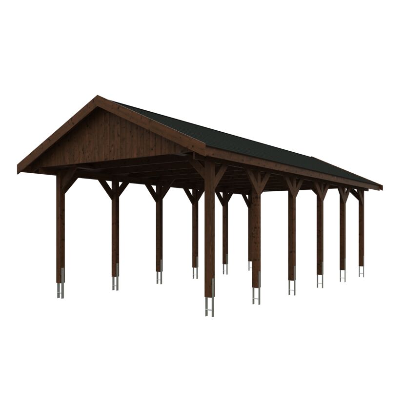 Holzcarport mit schwarzem Dach