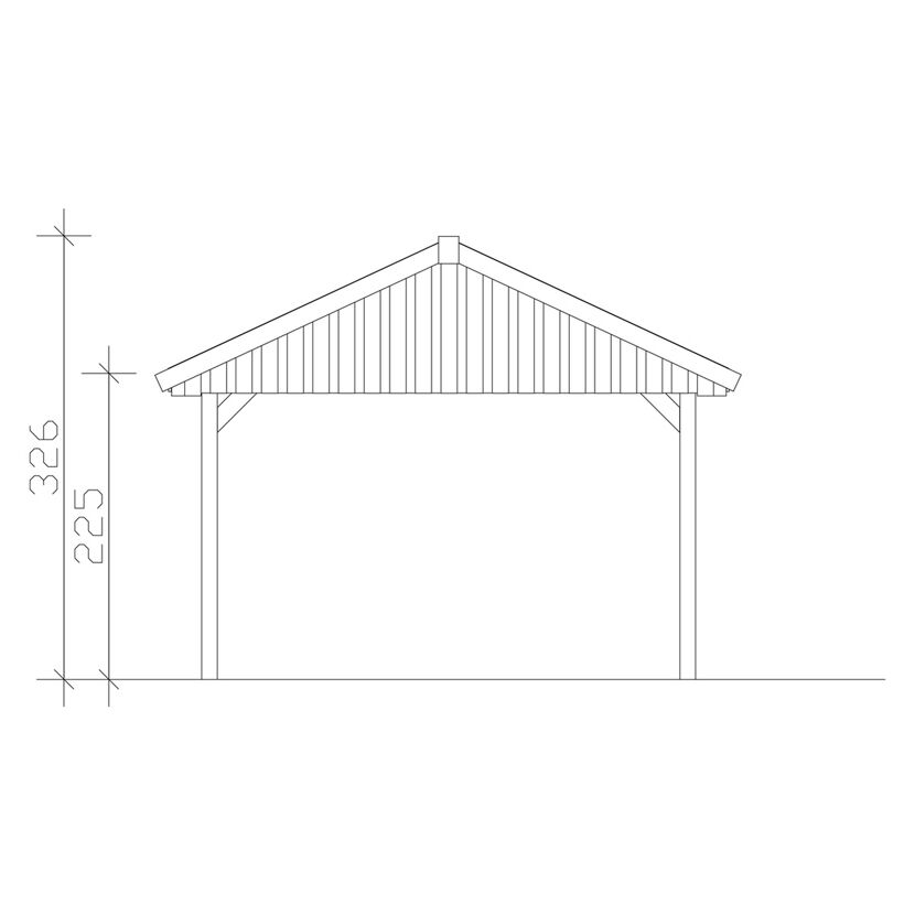 Zeichnung Carport Wallgau 430 x 900 cm Seitenansicht