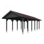 Grauer Carport mit rotem Dach