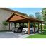 Doppelcarport aus Holz mit zwei Autos