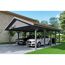 Doppelcarport mit rotem Dach und zwei Autos