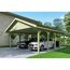 Doppelcarport aus Holz mit zwei Autos