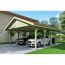 Doppelcarport aus Holz mit zwei Autos
