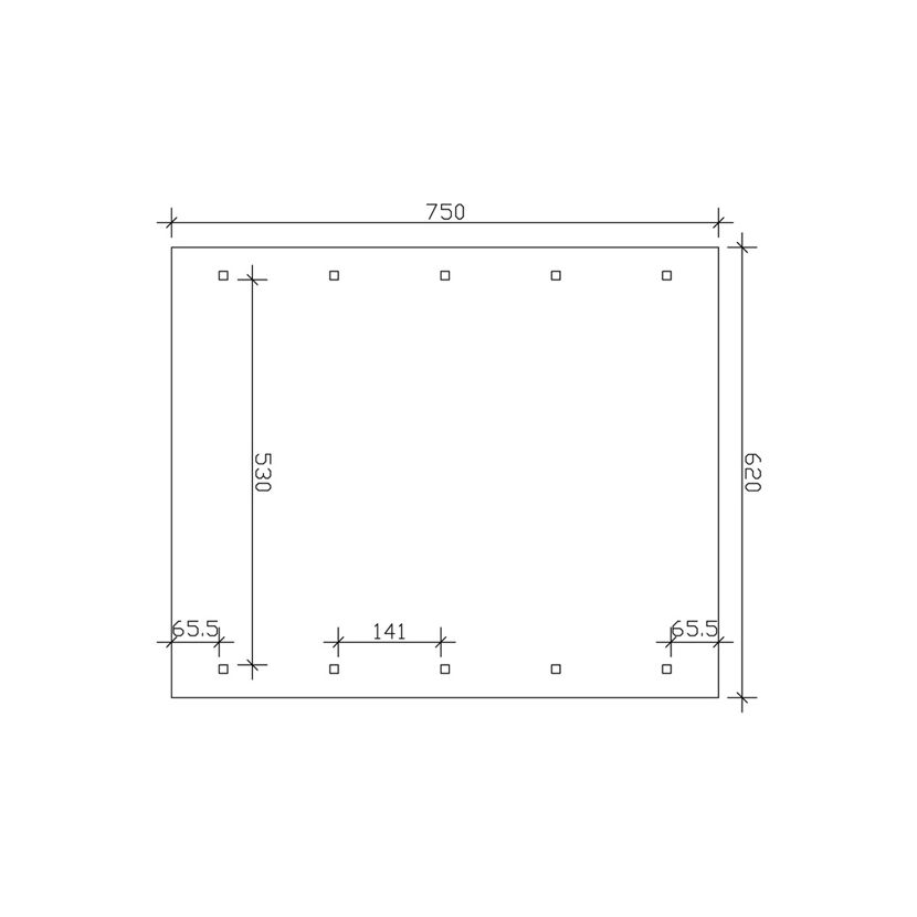 Technische Zeichnung Spiegel CP Wallgau 620 x 750 mm