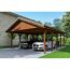Doppelter Holzcarport mit zwei Autos