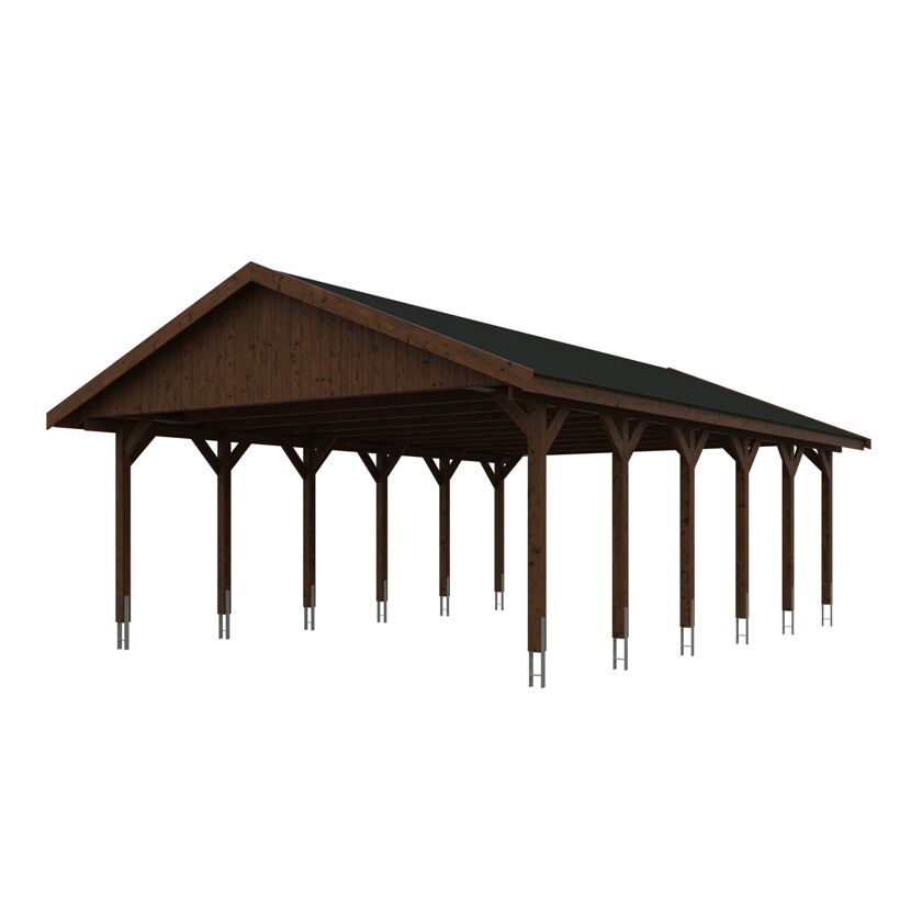 Holzcarport mit schwarzem Dach