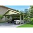 Doppelcarport aus Holz mit zwei Autos