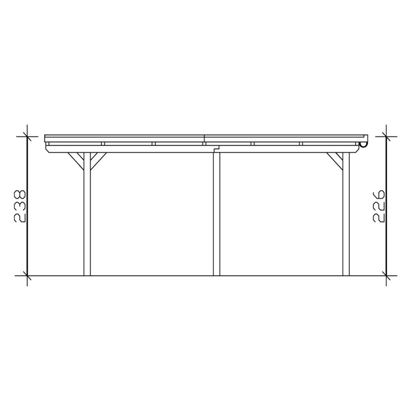 Zeichnung eines Carports mit Maßen